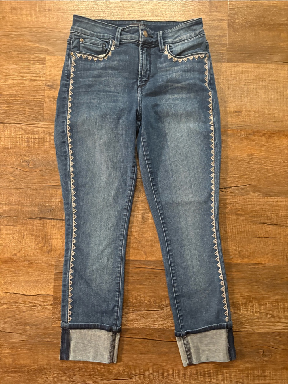 NYDJ Alina Medium Blue Ankle Jeans Stitching Lift X Tuck sz 4